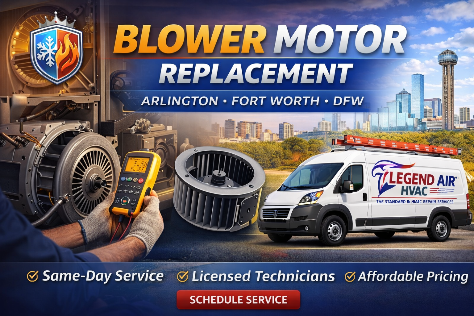 Blower Motor Replacement Arlington TX - Legend Air HVAC